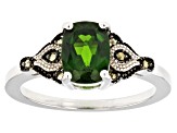 Green Chrome Diopside Rhodium Over Sterling Silver Ring 1.22ctw
