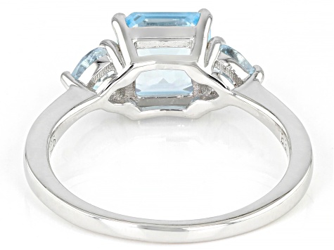 Sky Blue Topaz Rhodium Over Silver 3-Stone Ring 2.20ctw