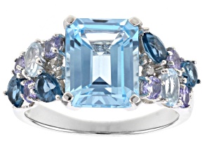 Sky Blue Topaz Rhodium Over Sterling Silver Ring 4.89ctw