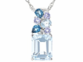 Sky Blue Topaz Rhodium Over Silver Pendant with Chain 4.19ctw