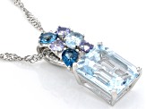 Sky Blue Topaz Rhodium Over Silver Pendant with Chain 4.19ctw