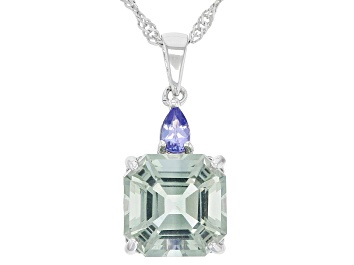 Picture of Green Prasiolite Rhodium Over Silver Pendant With Chain 3.86ctw