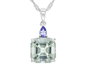 Green Prasiolite Rhodium Over Silver Pendant With Chain 3.86ctw