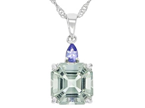 Green Prasiolite Rhodium Over Silver Pendant With Chain 3.86ctw