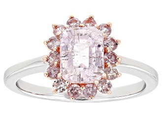 Pink Kunzite With Color Shift Garnet Rhodium Over Sterling Silver Ring 2.35ctw