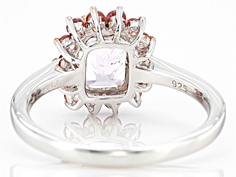 Pink Kunzite With Color Shift Garnet Rhodium Over Sterling Silver Ring 2.35ctw