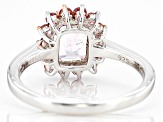 Pink Kunzite With Color Shift Garnet Rhodium Over Sterling Silver Ring 2.35ctw