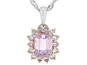 Pink Kunzite with Color Shift Garnet Rhodium Over Sterling Silver Pendant with Chain 2.43ctw