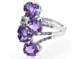 Lavender Amethyst Rhodium Over Sterling Silver Ring 6.11ctw