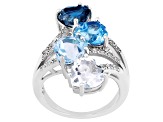 London Blue Topaz Rhodium Over Sterling Silver Ring 7.19ctw