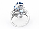 London Blue Topaz Rhodium Over Sterling Silver Ring 7.19ctw