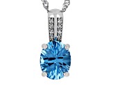 Swiss Blue Topaz Rhodium Over Sterling Silver Pendant With Chain 2.96ctw