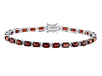 Picture of Red Garnet Rhodium Over Sterling Silver Tennis Bracelet 16.12ctw