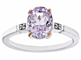 Pink kunzite Rhodium Over Sterling Silver Ring 2.23ctw