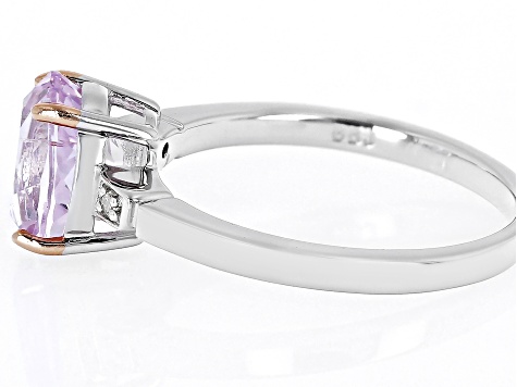 Pink kunzite Rhodium Over Sterling Silver Ring 2.23ctw