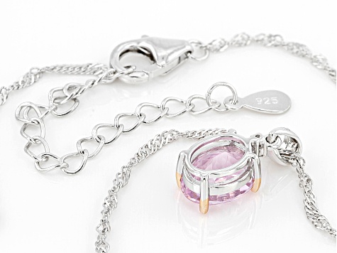 Pink Kunzite Rhodium Over Sterling Silver Pendant With Chain 2.22ctw