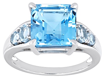 Picture of Sky Blue Topaz Rhodium Over Sterling Silver Ring 5.87ctw