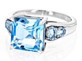 Sky Blue Topaz Rhodium Over Sterling Silver Ring 5.87ctw