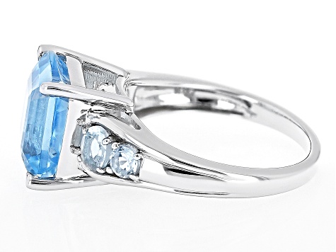 Sky Blue Topaz Rhodium Over Sterling Silver Ring 5.87ctw