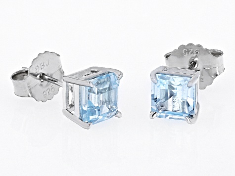 Sky Blue Topaz Rhodium Over Sterling Silver Studs Earrings 2.47ctw