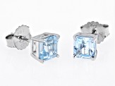 Sky Blue Glacier Topaz Rhodium Over Sterling Silver Studs Earrings 2.47ctw