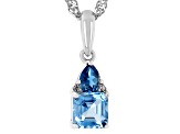 Swiss Blue Topaz Rhodium Over Silver Pendant with Chain 0.81ctw