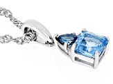 Swiss Blue Topaz Rhodium Over Silver Pendant with Chain 0.81ctw