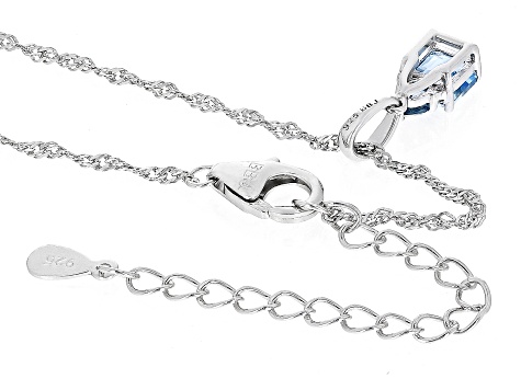 Swiss Blue Topaz Rhodium Over Silver Pendant with Chain 0.81ctw