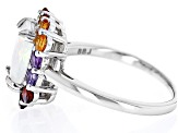 Multicolor Ethiopian Opal Rhodium Over Sterling Silver Ring 1.95ctw