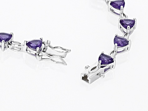 Purple African Amethyst Rhodium Over Sterling Silver Bracelet 5.07ctw