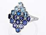 Blue Mahaleo(R) Sapphire Rhodium Over Sterling Silver Ring 2.63ctw