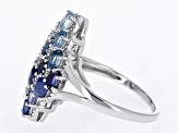 Blue Mahaleo(R) Sapphire Rhodium Over Sterling Silver Ring 2.63ctw