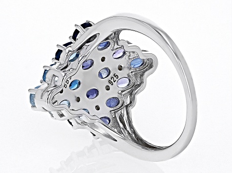 Blue Mahaleo(R) Sapphire Rhodium Over Sterling Silver Ring 2.63ctw