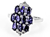 Purple Iolite Rhodium Over Sterling Silver Ring 2.08ctw