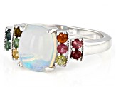 Multicolor Ethiopian Opal Rhodium Over Sterling Silver Ring 1.31ctw