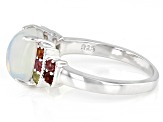 Multicolor Ethiopian Opal Rhodium Over Sterling Silver Ring 1.31ctw