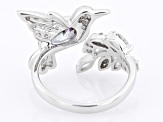 Mystic Fire® Green Topaz Rhodium Over Sterling Silver Bird Ring 1.78ctw