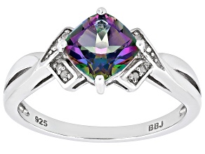 Mystic Fire® Green Topaz Rhodium Over Sterling Silver Ring 1.60ctw