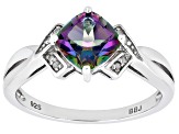 Mystic Fire® Green Topaz Rhodium Over Sterling Silver Ring 1.60ctw