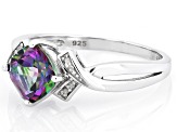 Mystic Fire® Green Topaz Rhodium Over Sterling Silver Ring 1.60ctw