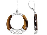 Tigers Eye Rhodium Over Sterling Silver Earrings