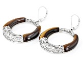 Tigers Eye Rhodium Over Sterling Silver Earrings