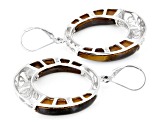 Tigers Eye Rhodium Over Sterling Silver Earrings