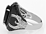 Black Spinel Rhodium Over Sterling Silver Men's Ring 6.47ctw