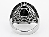 Black Spinel Rhodium Over Sterling Silver Men's Ring 6.47ctw