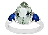 Green Prasiolite Rhodium Over Sterling Silver Ring 5.12ctw