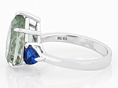 Green Prasiolite Rhodium Over Sterling Silver Ring 5.12ctw