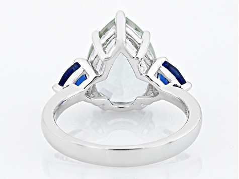 Green Prasiolite Rhodium Over Sterling Silver Ring 5.12ctw