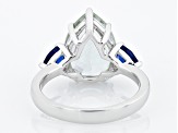 Green Prasiolite Rhodium Over Sterling Silver Ring 5.12ctw