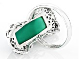 Green Onyx Rhodium Over Sterling Silver Ring 7.48ct